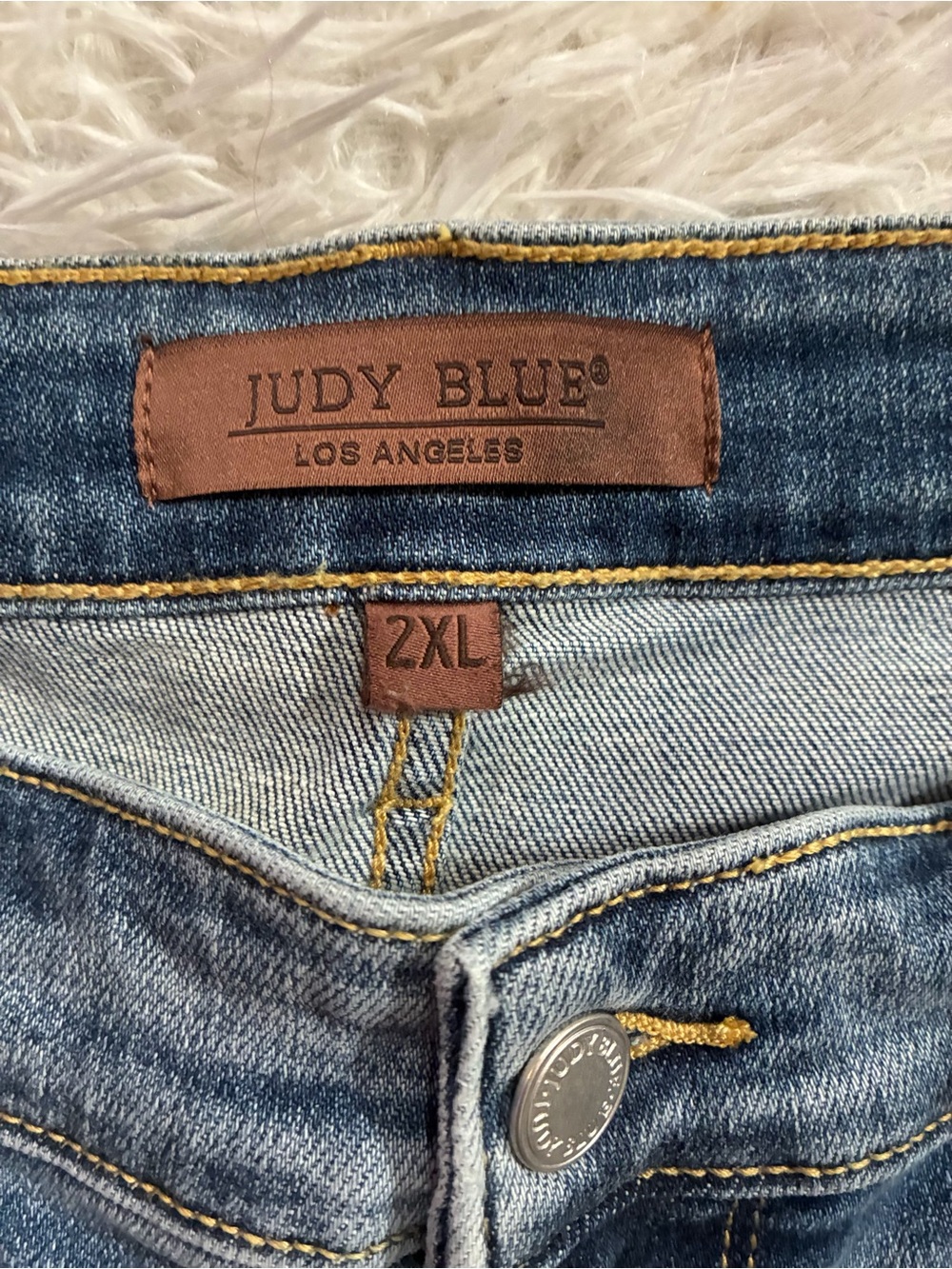 NEW Judy Blue High Rise Waisted Y2K Distressed Hem Bermuda Denim Shorts Plus 2XL - Picture 3 of 10